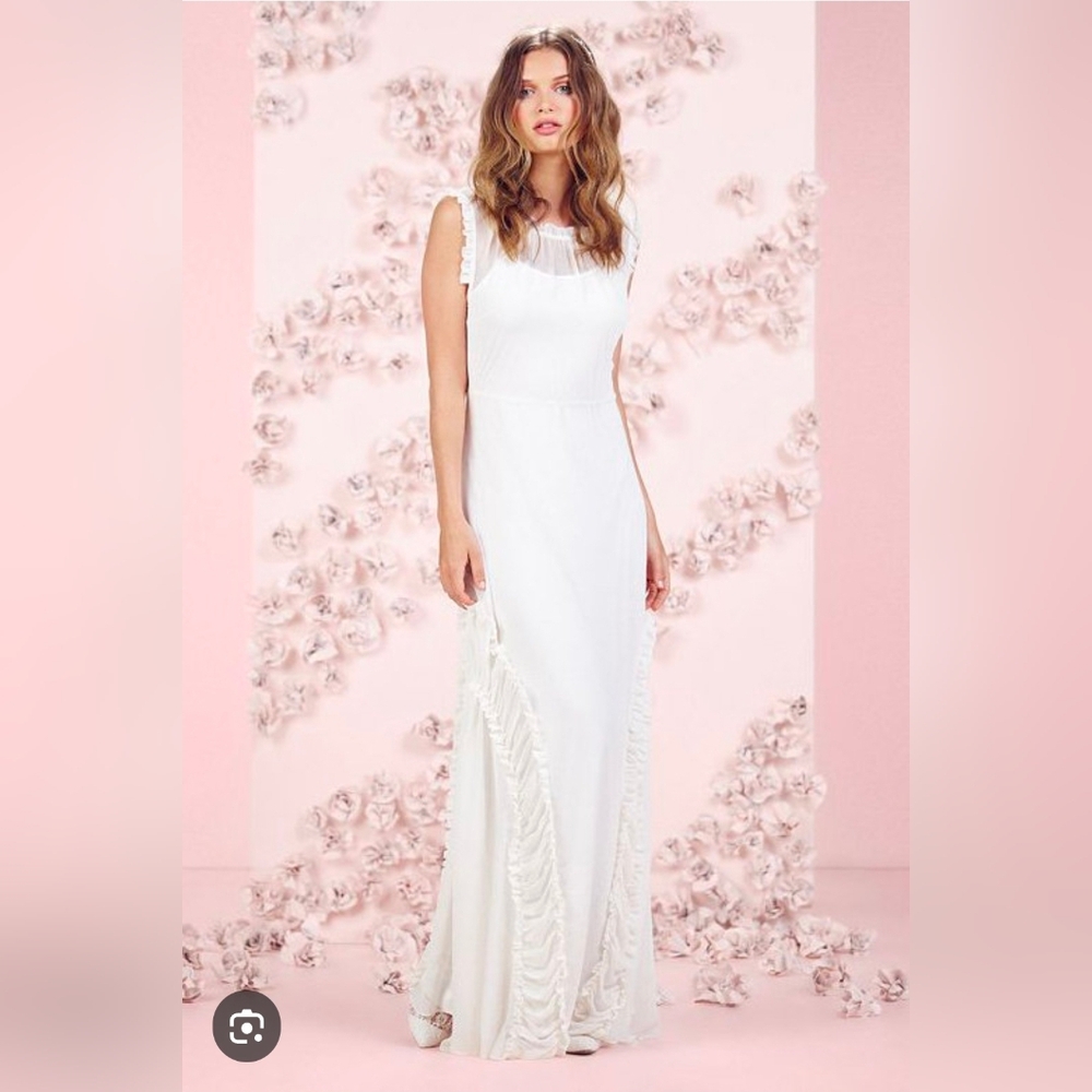Nwt LC Lauren Conrad Runway Limited Edition Ruffle Trim Maxi Dress Size 8